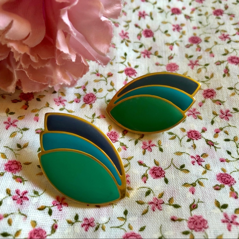 Vintage geometric enamel earrings